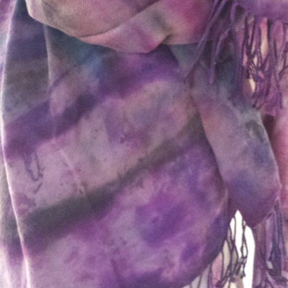 NEW large merino Cashmere scarf Wrap cape tie dyed XL red black purple blue gray - Picture 3 of 4